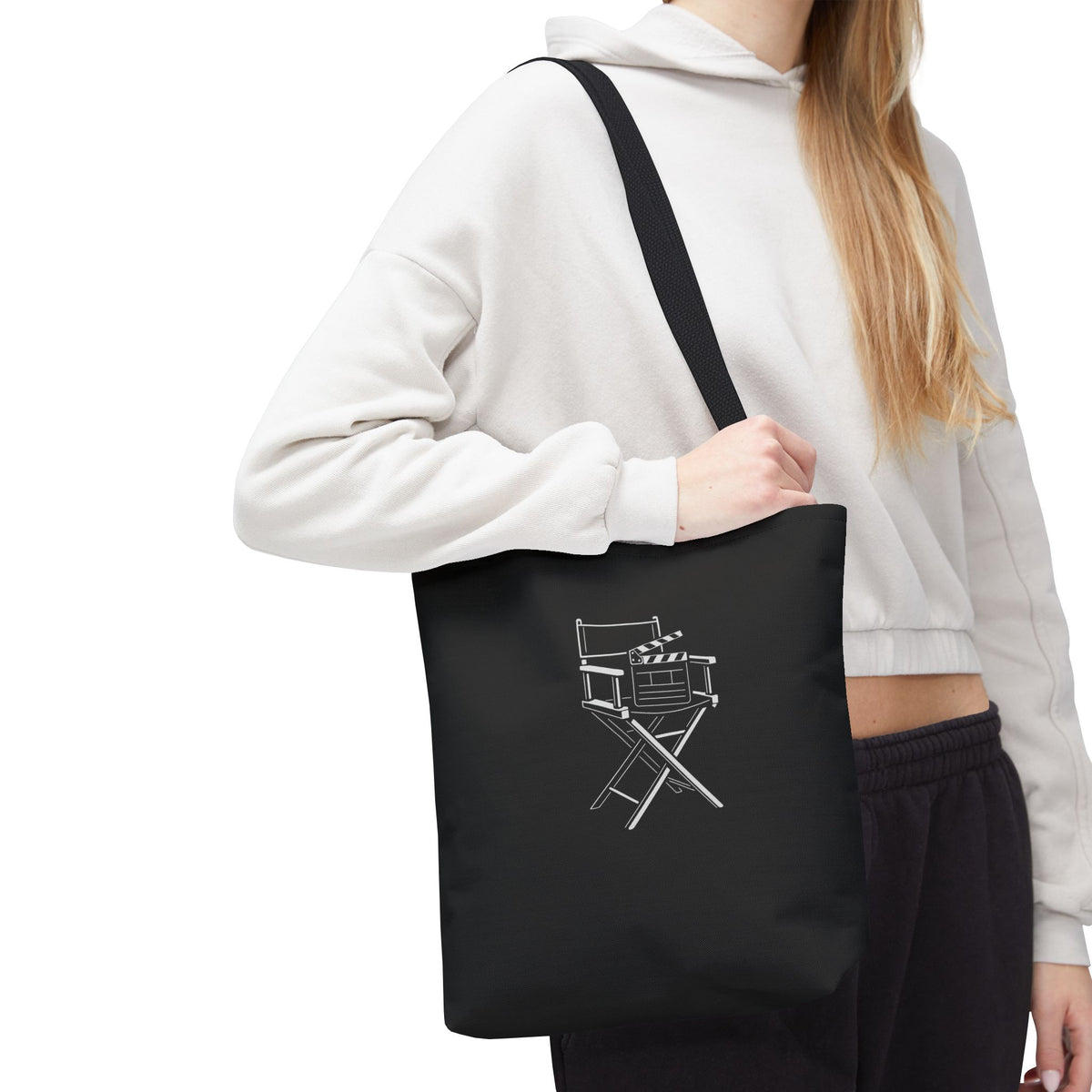 Stylish Tote Bag for Creative Souls, Perfect for Designers, Eco-Friendly Shopping, Black Tote, Gift for Artists, Film Lovers